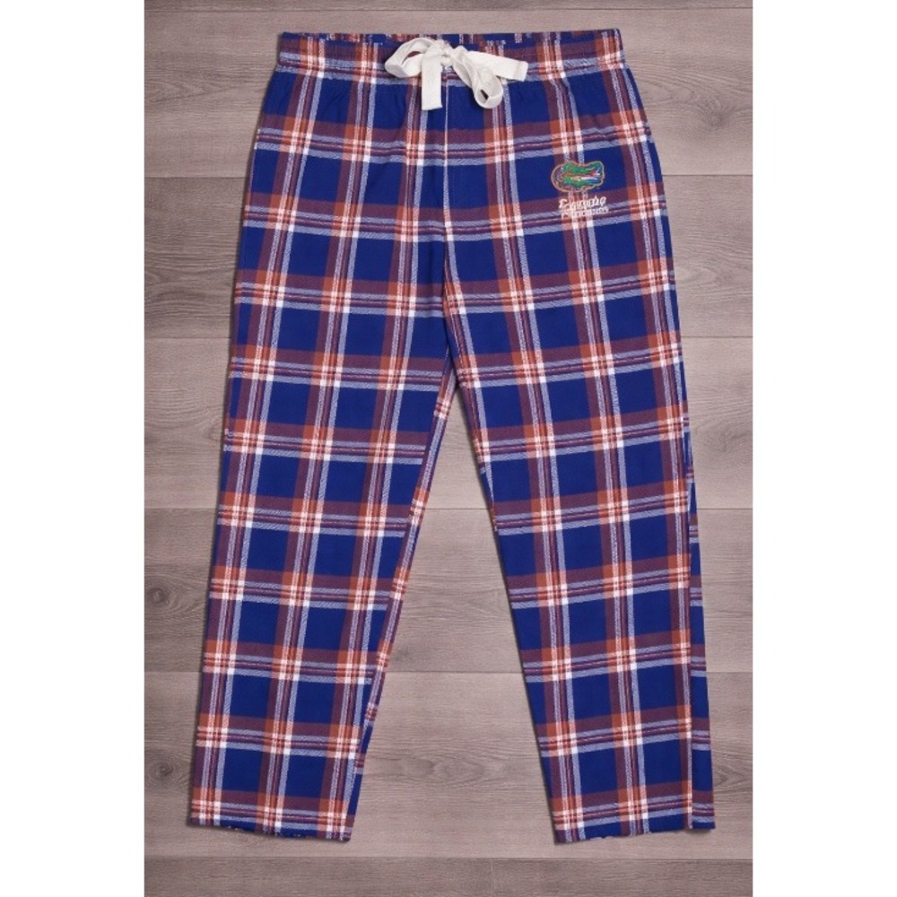 Florida Gators Women's XL Blue Orange Plaid Flannel Pajama Pants Football Sports